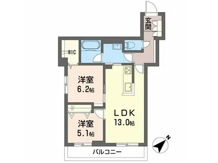フィグ古江東町 A(2LDK/2階)の間取り写真