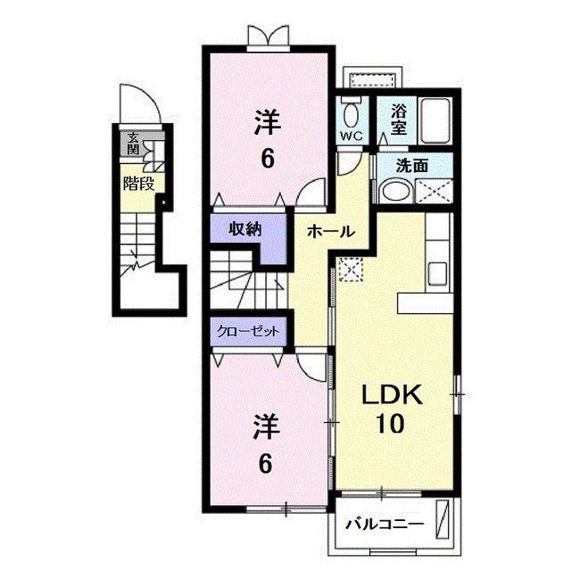 ヴィラマルガリーダ(2LDK/2階)の間取り写真