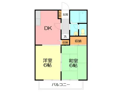 ハイツ桐(2DK/1階)の間取り写真