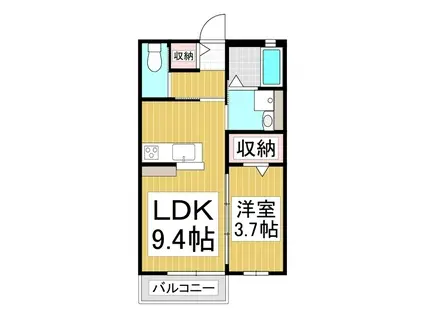 グランソレイユ(1LDK/1階)の間取り写真