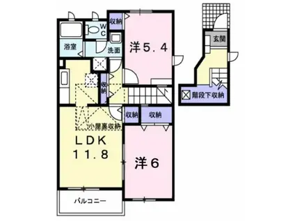 エクセレント・ヴィラA(2LDK/2階)の間取り写真