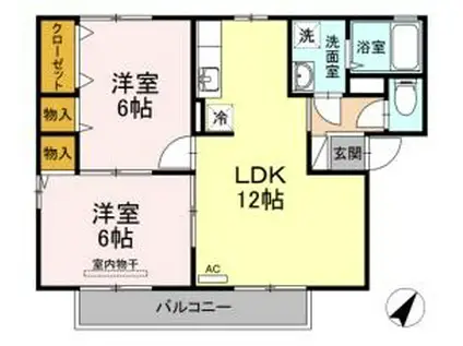 ぷらむハイツB棟(2LDK/2階)の間取り写真