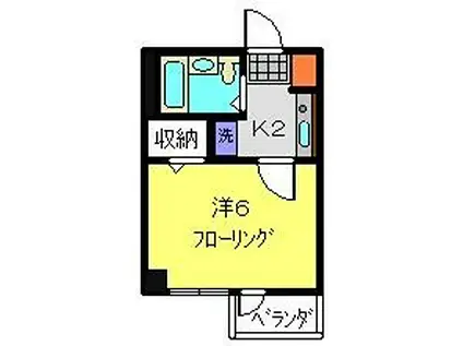 マンション川口(1K/2階)の間取り写真