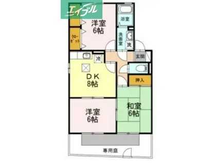 シエル・クレールB(2LDK/1階)の間取り写真