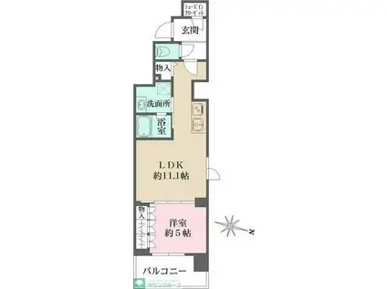 プライムアーバン菊川(1LDK/5階)の間取り写真