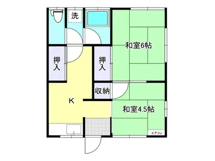 レガハイツ(2K/2階)の間取り写真