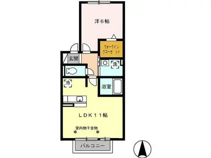 ピーノ・アーレC(1LDK/2階)の間取り写真