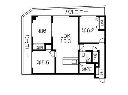 ライフ第5マンション大平台(3LDK/5階)の間取り写真