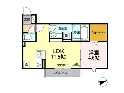 フォンテーヌ(1LDK/3階)の間取り写真