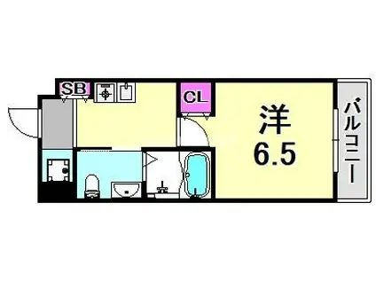 ヴィスタ武庫(1K/2階)の間取り写真