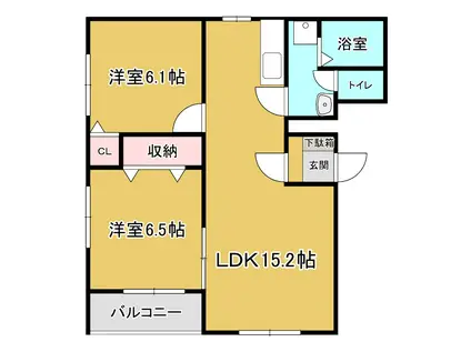 メゾン フォレスト B(2LDK/1階)の間取り写真