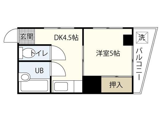 塚村ビル(1K/4階)の間取り写真