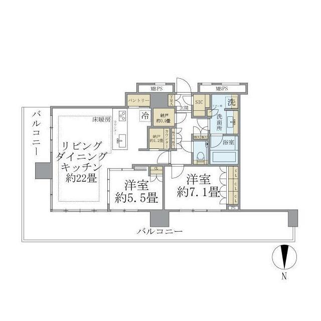 THE TOWER 湘南辻堂(2LDK/26階)の間取り写真