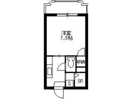 レインボー上荒田(1K/4階)の間取り写真