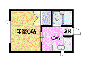 ヌーベルバーグ桂岡(1K/1階)の間取り写真