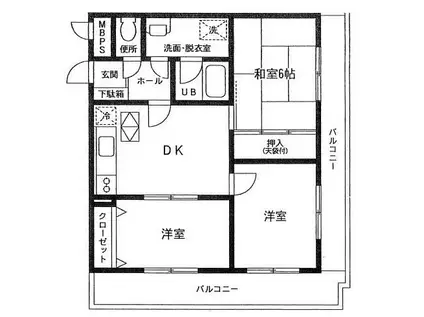 ダイアパレス三渓園第2(3DK/2階)の間取り写真