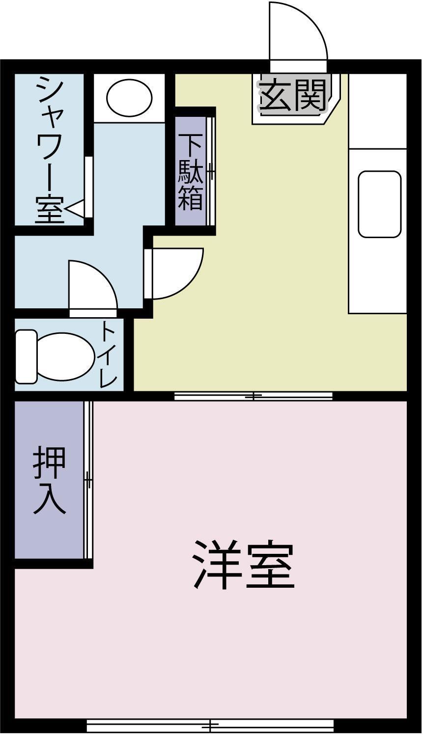 不二屋 鷹匠ハイツB(1DK/1階)の間取り写真