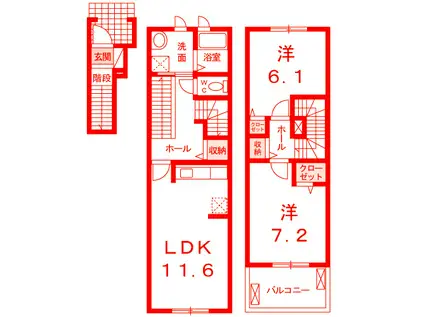 グラン・ソレイユ(2LDK/2階)の間取り写真