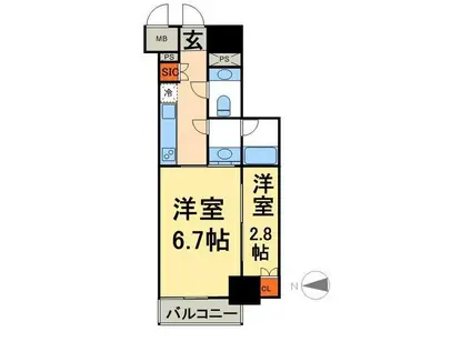 パークキューブ神田(1DK/5階)の間取り写真