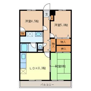バルトハイム(3DK/1階)の間取り写真