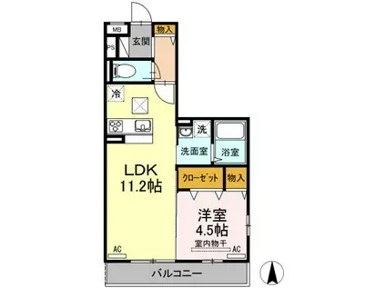 コルノリザイア(1LDK/1階)の間取り写真
