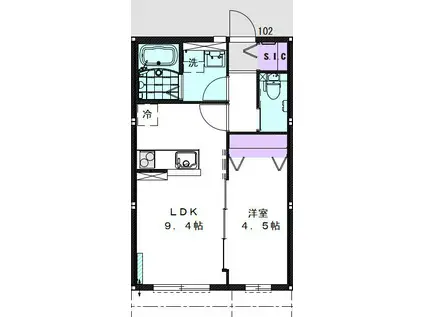 ボナール六丁の目(1LDK/2階)の間取り写真
