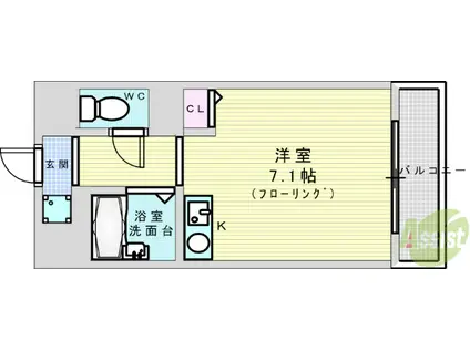 ART21(ワンルーム/3階)の間取り写真