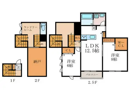 シルクメゾン岡崎(2LDK/2階)の間取り写真