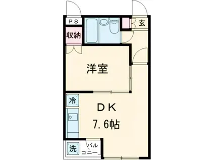 ロイヤルハイムI(1DK/1階)の間取り写真