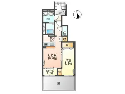 グランソレイユ(1LDK/1階)の間取り写真