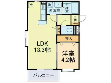 クラランス渡鹿II(1LDK/2階)の間取り写真