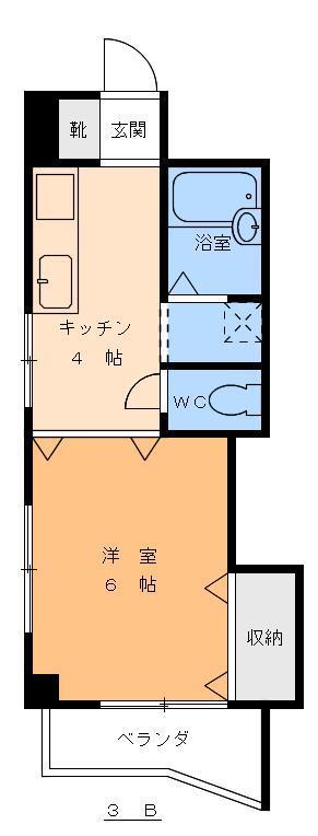 パールハイツ森川(1K/3階)の間取り写真