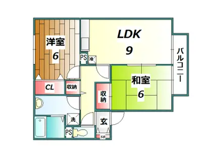サニーハイツ・ジュン A棟(2LDK/1階)の間取り写真
