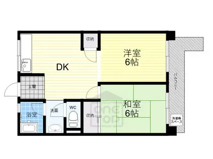 ハイツ米屋(2DK/4階)の間取り写真