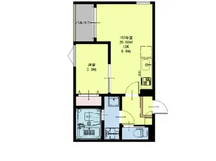 REGALESTボヌール南仙台(1LDK/1階)の間取り写真