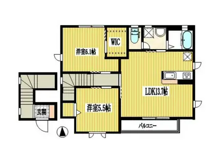メゾンドクレールA(2LDK/1階)の間取り写真