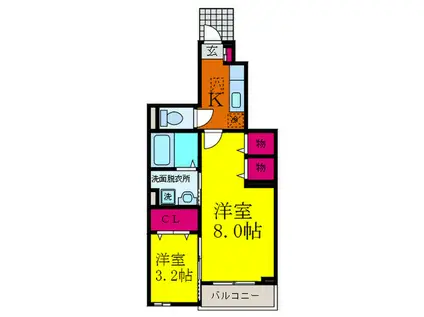 モデッサ フェリーチェ(2K/1階)の間取り写真