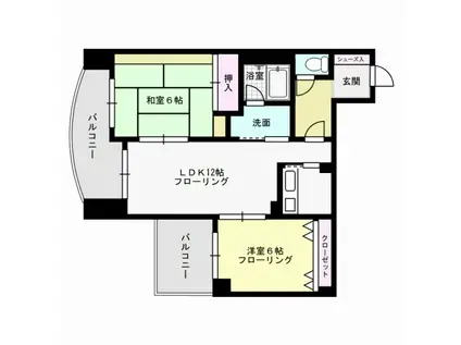 ジートラスト薬院(2LDK/10階)の間取り写真