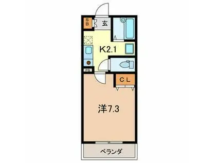 エスポア(1K/2階)の間取り写真