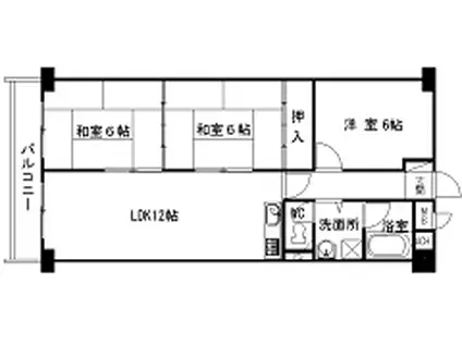 秀和八尾陽光園レジデンス(3LDK/2階)の間取り写真