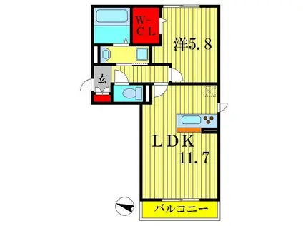 ヴェルデ大島田(1LDK/3階)の間取り写真