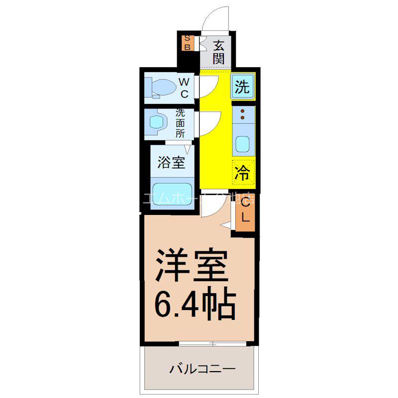 プレサンスTHE新栄(1K/4階)の間取り写真