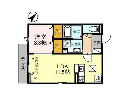ECLAT西大宮(1LDK/2階)の間取り写真