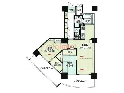 ローレルスクエア高槻A棟(2LDK/6階)の間取り写真