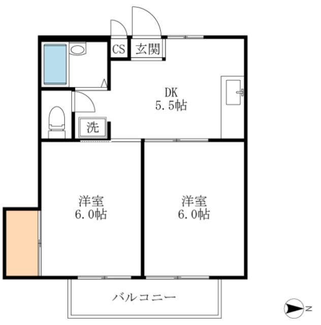 メゾンヤマリ(2K/2階)の間取り写真