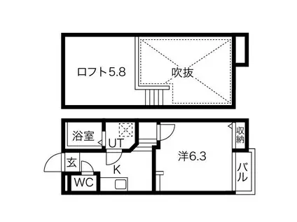 CREO日比野(1K/1階)の間取り写真