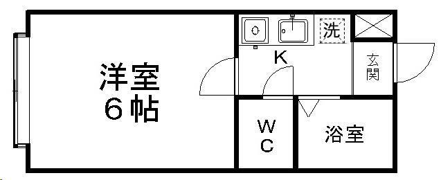 ベルシティ萩野町(1K/1階)の間取り写真