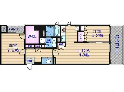 リーガル南船場II(2LDK/3階)の間取り写真