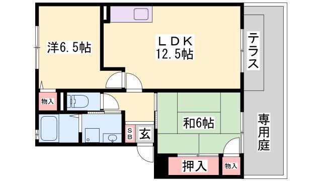 エスポワールイダⅡ番館(2LDK/1階)の間取り写真