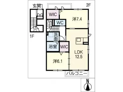 ハムステッドA(2LDK/2階)の間取り写真